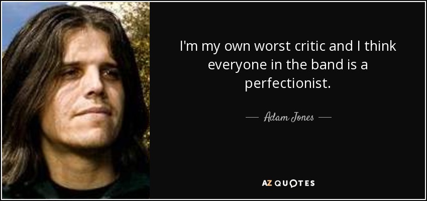 I'm my own worst critic and I think everyone in the band is a perfectionist. - Adam Jones