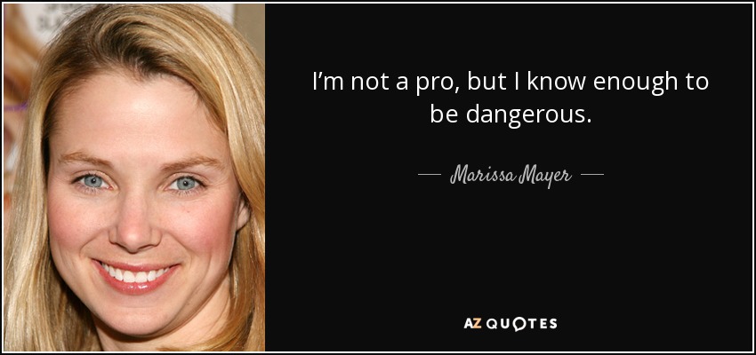 I’m not a pro, but I know enough to be dangerous. - Marissa Mayer
