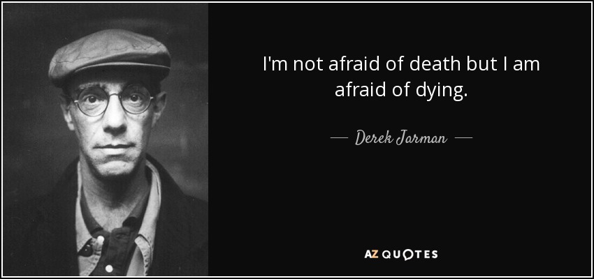 I'm not afraid of death but I am afraid of dying. - Derek Jarman