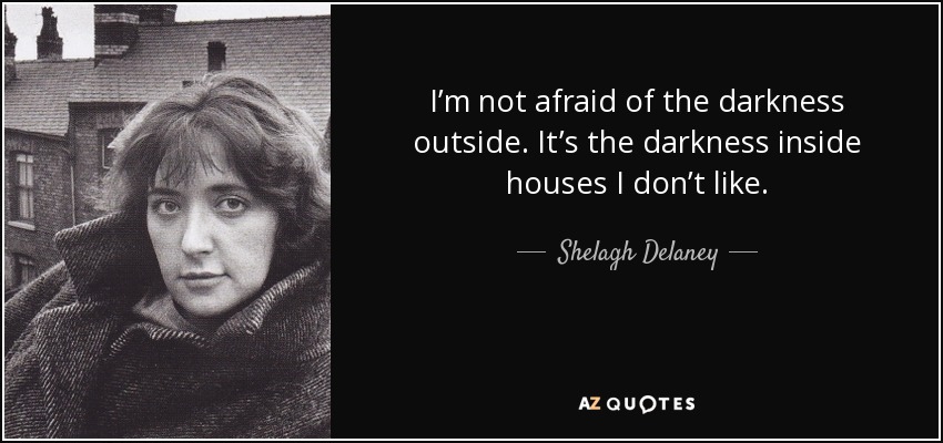 I’m not afraid of the darkness outside. It’s the darkness inside houses I don’t like. - Shelagh Delaney