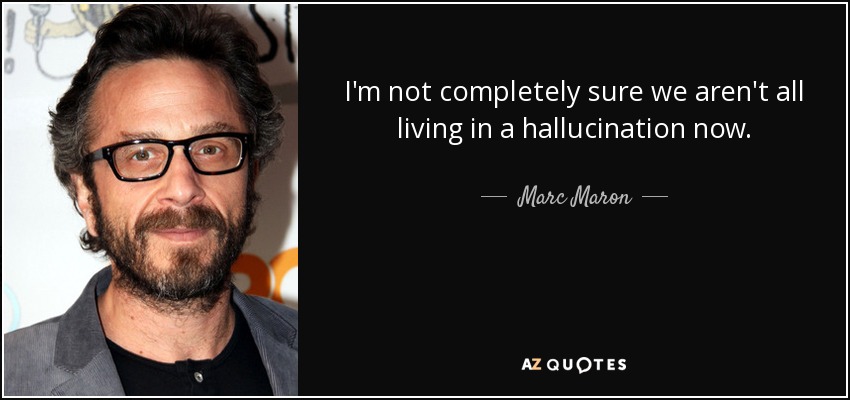I'm not completely sure we aren't all living in a hallucination now. - Marc Maron
