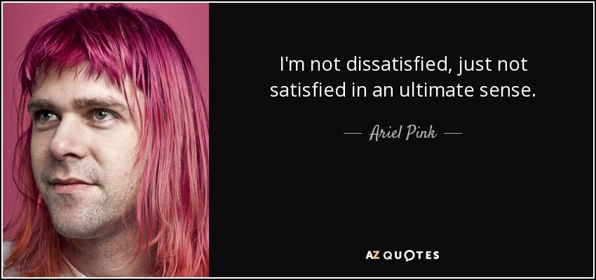 I'm not dissatisfied, just not satisfied in an ultimate sense. - Ariel Pink