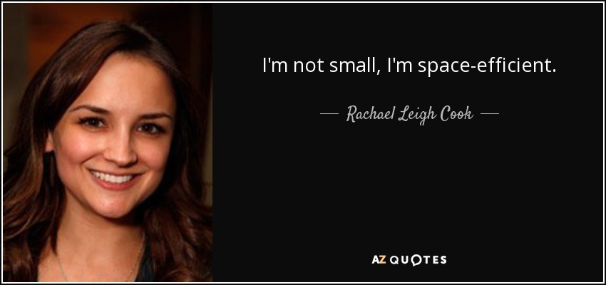 I'm not small, I'm space-efficient. - Rachael Leigh Cook