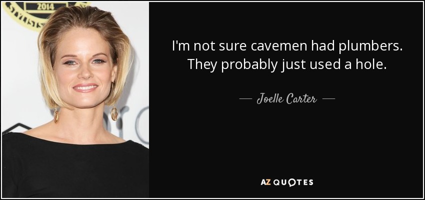 I'm not sure cavemen had plumbers. They probably just used a hole. - Joelle Carter