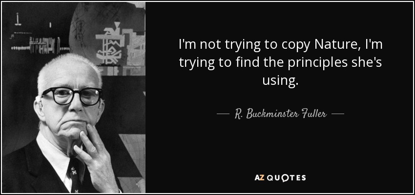 I'm not trying to copy Nature, I'm trying to find the principles she's using. - R. Buckminster Fuller