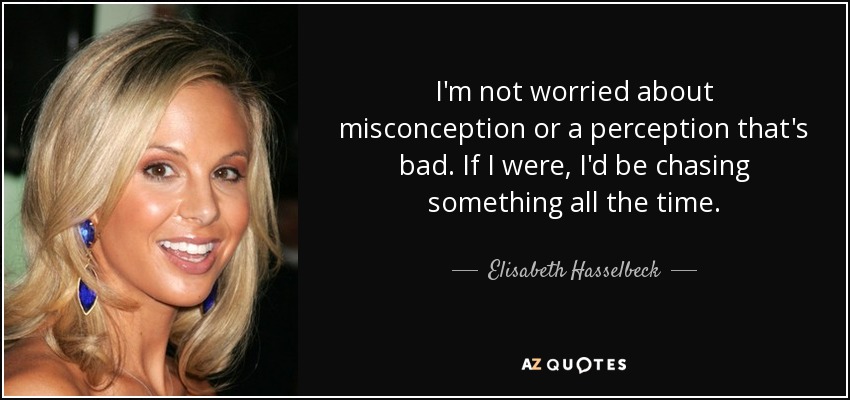 I'm not worried about misconception or a perception that's bad. If I were, I'd be chasing something all the time. - Elisabeth Hasselbeck