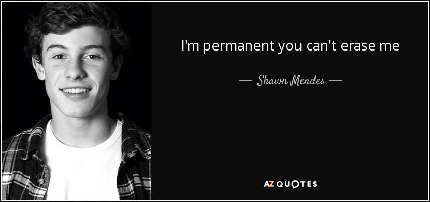 I'm permanent you can't erase me - Shawn Mendes