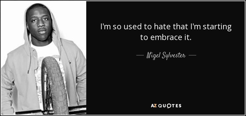 I'm so used to hate that I'm starting to embrace it. - Nigel Sylvester