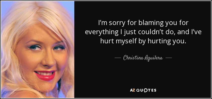 I’m sorry for blaming you for everything I just couldn’t do, and I’ve hurt myself by hurting you. - Christina Aguilera