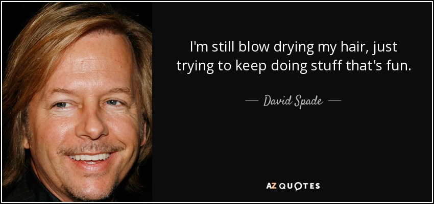 I'm still blow drying my hair, just trying to keep doing stuff that's fun. - David Spade