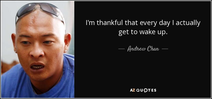 I'm thankful that every day I actually get to wake up. - Andrew Chan