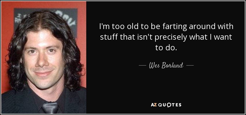 I'm too old to be farting around with stuff that isn't precisely what I want to do. - Wes Borland