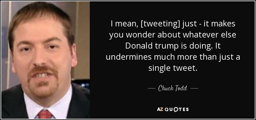 I mean, [tweeting] just - it makes you wonder about whatever else Donald trump is doing. It undermines much more than just a single tweet. - Chuck Todd