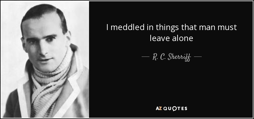 I meddled in things that man must leave alone - R. C. Sherriff