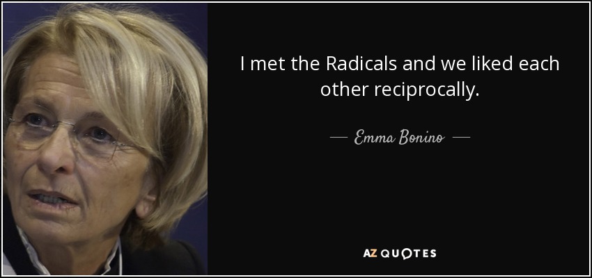 I met the Radicals and we liked each other reciprocally. - Emma Bonino