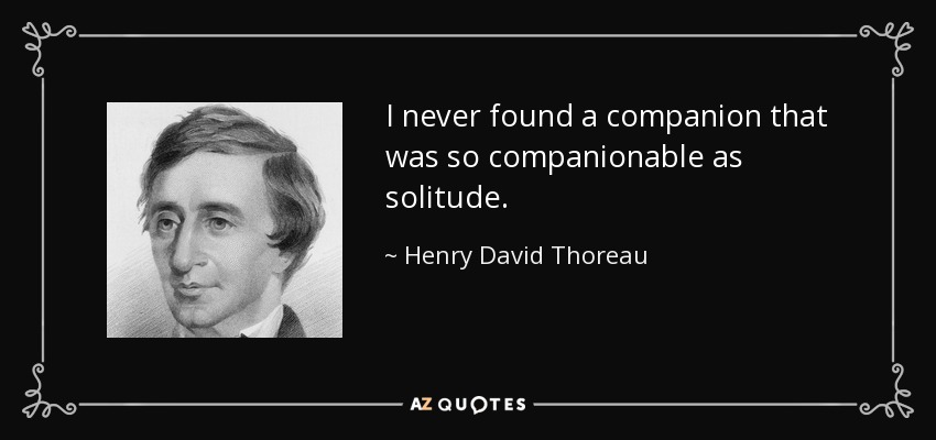 I never found a companion that was so companionable as solitude. - Henry David Thoreau