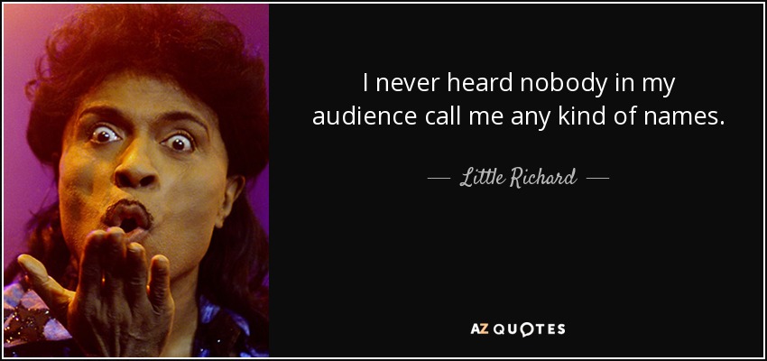 I never heard nobody in my audience call me any kind of names. - Little Richard