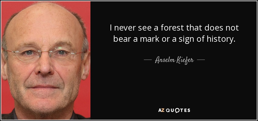 I never see a forest that does not bear a mark or a sign of history. - Anselm Kiefer