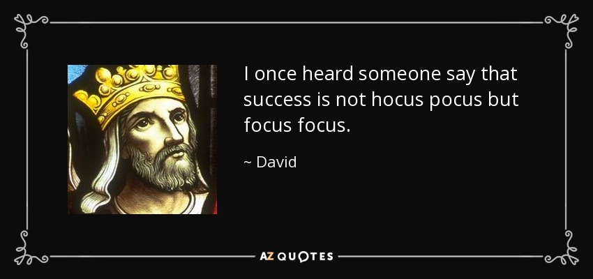 I once heard someone say that success is not hocus pocus but focus focus. - David