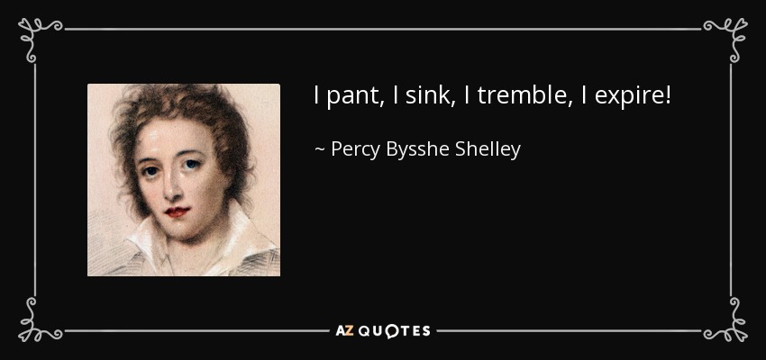 I pant, I sink, I tremble, I expire! - Percy Bysshe Shelley