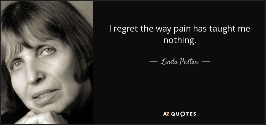 I regret the way pain has taught me nothing. - Linda Pastan