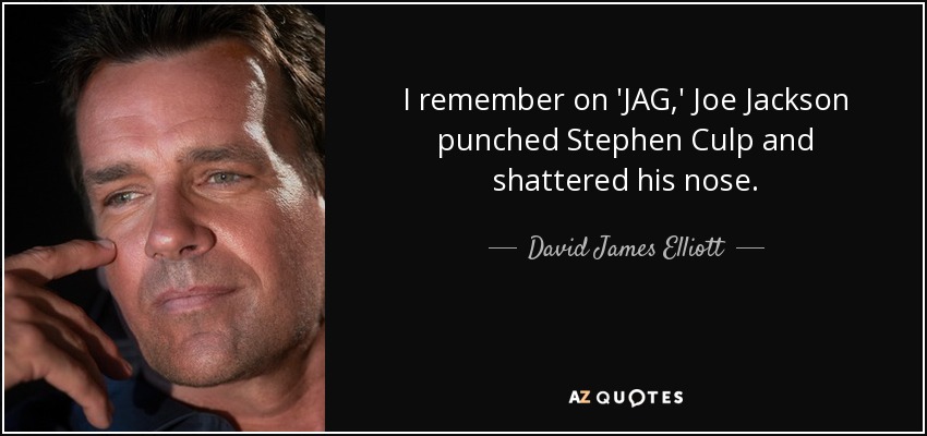 I remember on 'JAG,' Joe Jackson punched Stephen Culp and shattered his nose. - David James Elliott