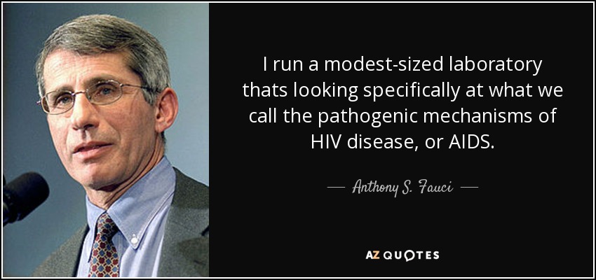 I run a modest-sized laboratory thats looking specifically at what we call the pathogenic mechanisms of HIV disease, or AIDS. - Anthony S. Fauci