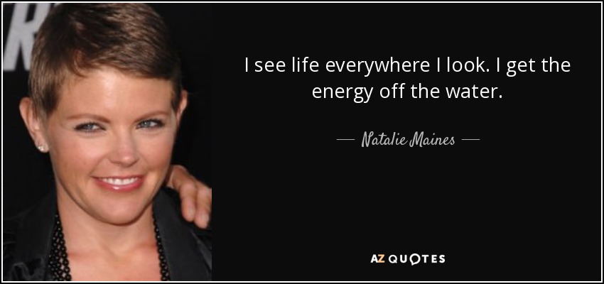 I see life everywhere I look. I get the energy off the water. - Natalie Maines