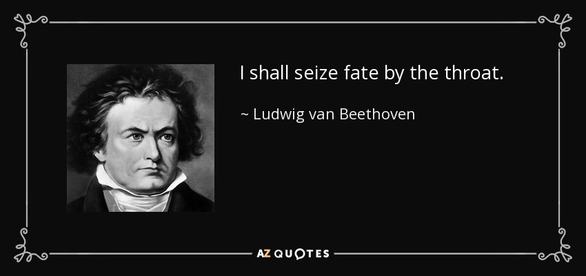 I shall seize fate by the throat. - Ludwig van Beethoven