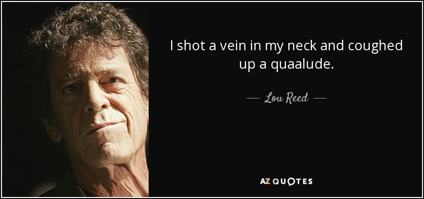 I shot a vein in my neck and coughed up a quaalude. - Lou Reed