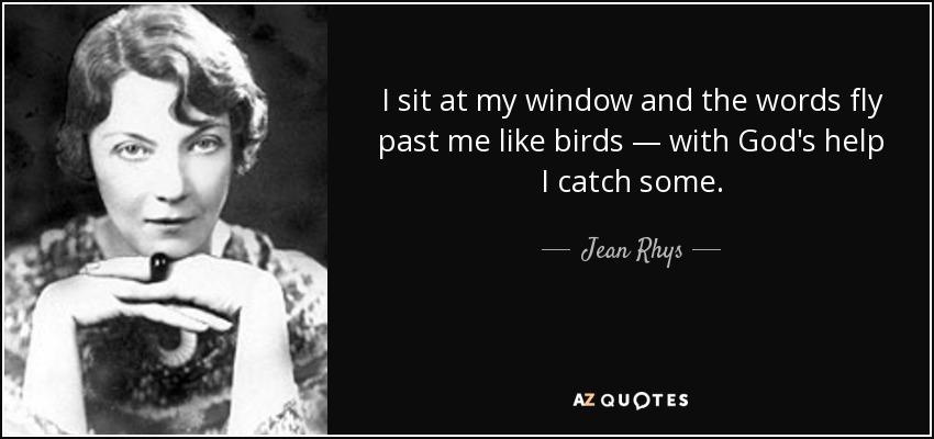 I sit at my window and the words fly past me like birds — with God's help I catch some. - Jean Rhys