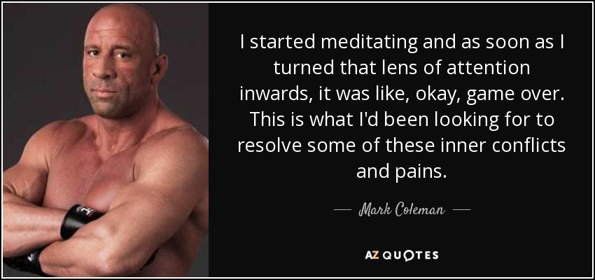 I started meditating and as soon as I turned that lens of attention inwards, it was like, okay, game over. This is what I'd been looking for to resolve some of these inner conflicts and pains. - Mark Coleman