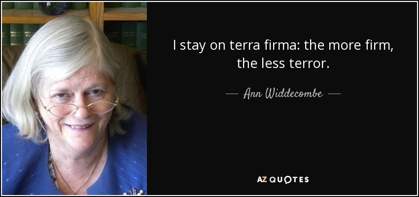 I stay on terra firma: the more firm, the less terror. - Ann Widdecombe