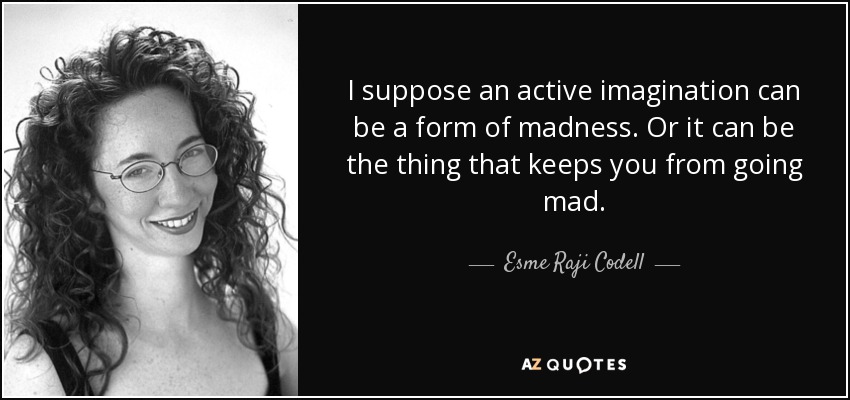 I suppose an active imagination can be a form of madness. Or it can be the thing that keeps you from going mad. - Esme Raji Codell
