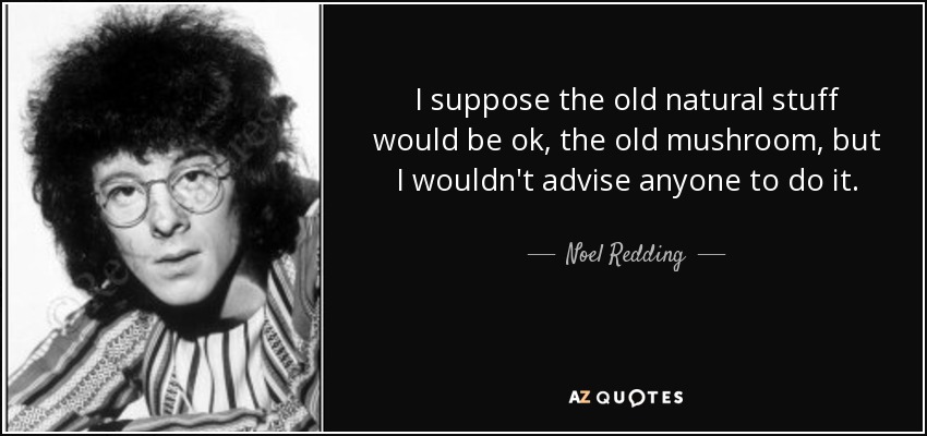 I suppose the old natural stuff would be ok, the old mushroom, but I wouldn't advise anyone to do it. - Noel Redding