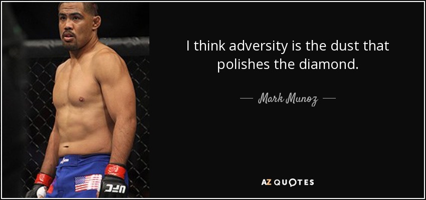 I think adversity is the dust that polishes the diamond. - Mark Munoz