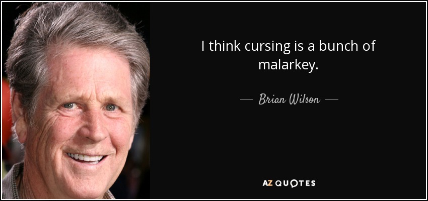 I think cursing is a bunch of malarkey. - Brian Wilson