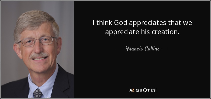 I think God appreciates that we appreciate his creation. - Francis Collins