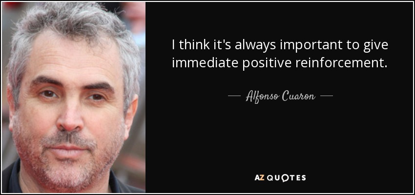 I think it's always important to give immediate positive reinforcement. - Alfonso Cuaron