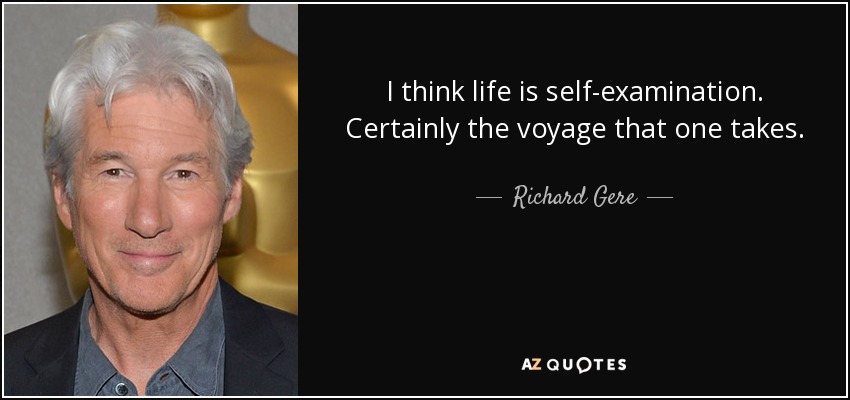 I think life is self-examination. Certainly the voyage that one takes. - Richard Gere