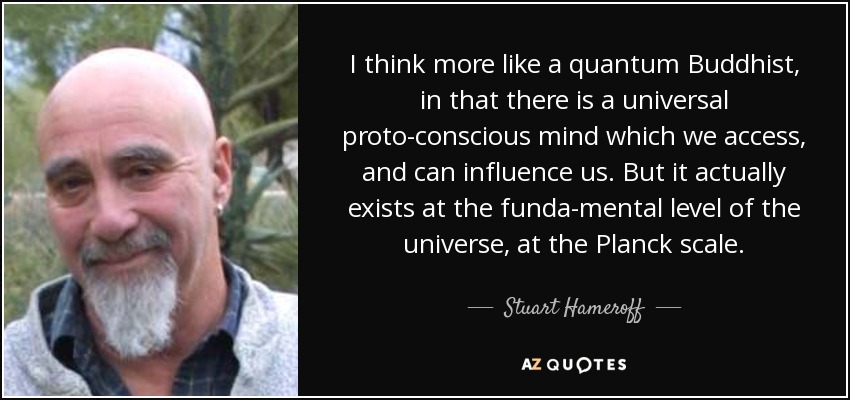 I think more like a quantum Buddhist, in that there is a universal proto-conscious mind which we access, and can influence us. But it actually exists at the funda-mental level of the universe, at the Planck scale. - Stuart Hameroff