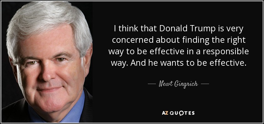 I think that Donald Trump is very concerned about finding the right way to be effective in a responsible way. And he wants to be effective. - Newt Gingrich