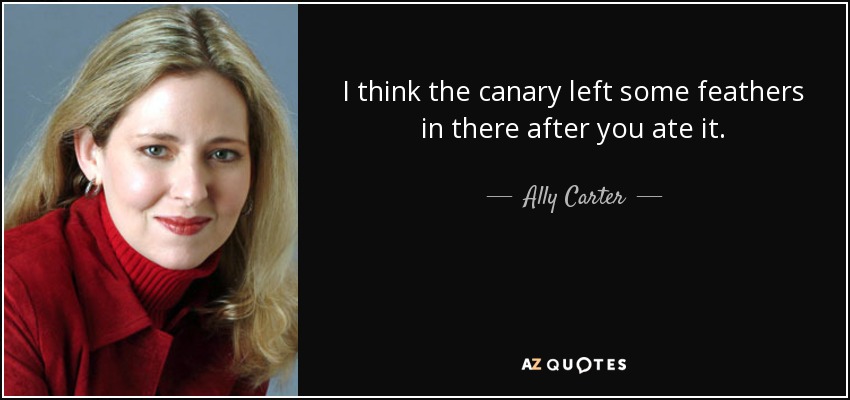 I think the canary left some feathers in there after you ate it. - Ally Carter
