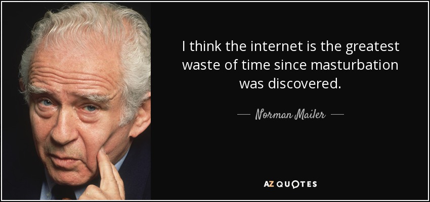I think the internet is the greatest waste of time since masturbation was discovered. - Norman Mailer