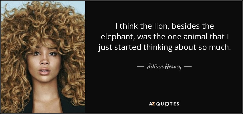 I think the lion, besides the elephant, was the one animal that I just started thinking about so much. - Jillian Hervey