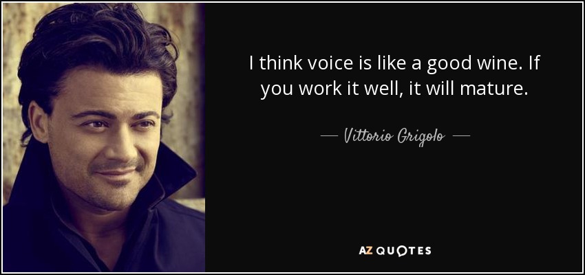 I think voice is like a good wine. If you work it well, it will mature. - Vittorio Grigolo