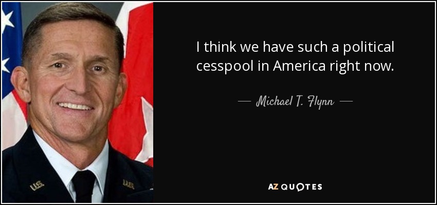 I think we have such a political cesspool in America right now. - Michael T. Flynn