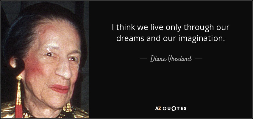 I think we live only through our dreams and our imagination. - Diana Vreeland