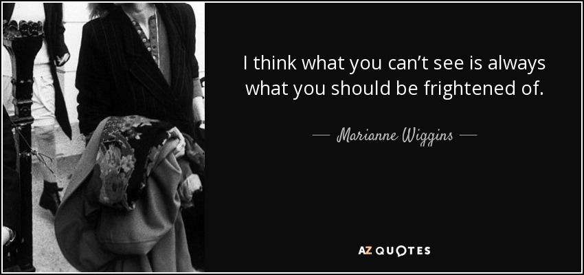I think what you can’t see is always what you should be frightened of. - Marianne Wiggins