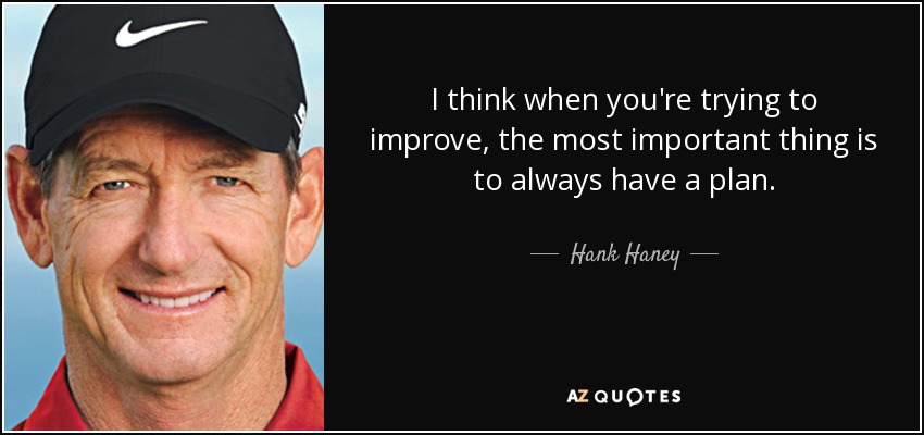 I think when you're trying to improve, the most important thing is to always have a plan. - Hank Haney